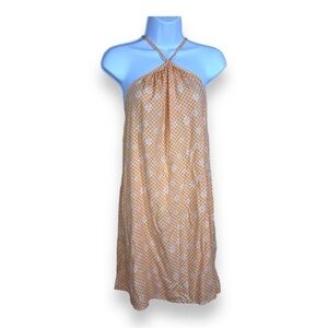 LARGE SO ORANGE HALTER MINI DRESS SLEEVELESS BEACHY SWIM VACATION WOMENS